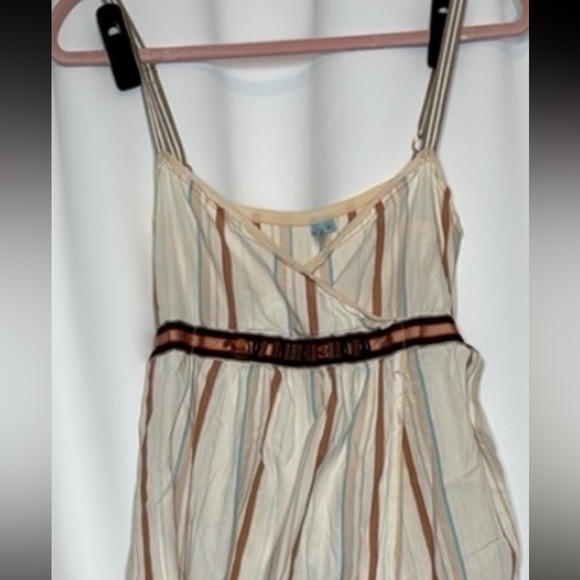 Anthro | Aquarius | Boho Striped Midi Dress Cream Colorful Stripe Size XL - Picture 3 of 14